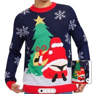 Tipsyelves Winter Whale Tail Ugly Christmas Sweater Size L